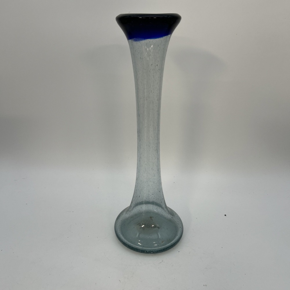 vintage mid-century modern Scandinavian hand-blown glass bud vase